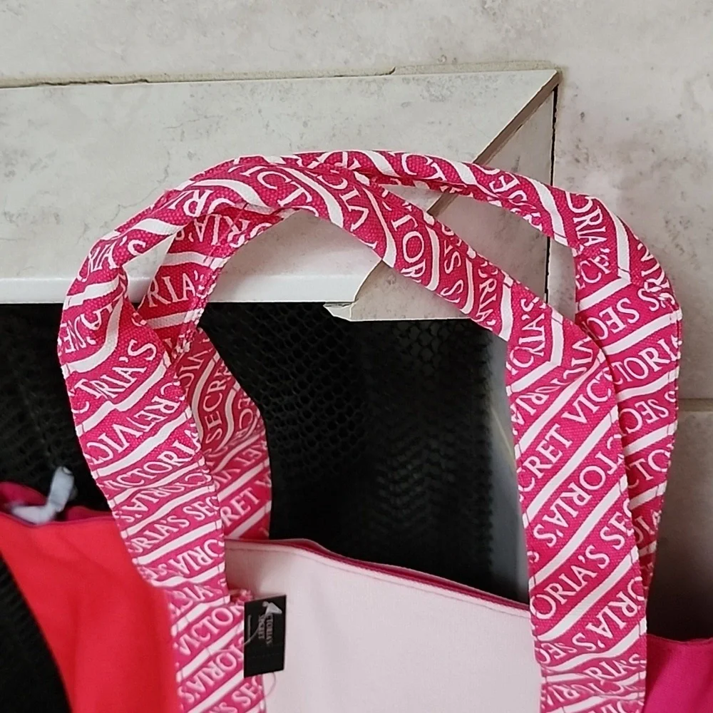 💖💕 VICTORIA'S SECRET Canvas Tote Bag 3-Tone Pink 💕💖